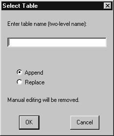 210 Choosing Tables with Select Table 4 Chapter 11 After you select your columns and select Close from the File menu, you return automatically to the SQL Editor window.