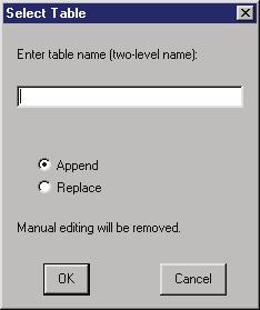 206 Choosing Tables with Select Table 4 Chapter 11 After you select your columns and select Close from the File menu, you return automatically to the SQL Editor window.