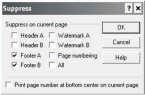 2 Enable the Footer A and Footer B check boxes. 3 Click the OK button. 4 Repeat the previous three steps for pages 2 and 3.