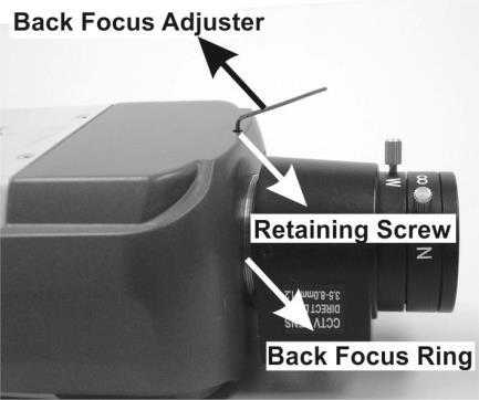Appendix C: Back Focus Adjustment When to adjust back focus Back Focus refers to the distance from the rear lens element to the camera focal plane.