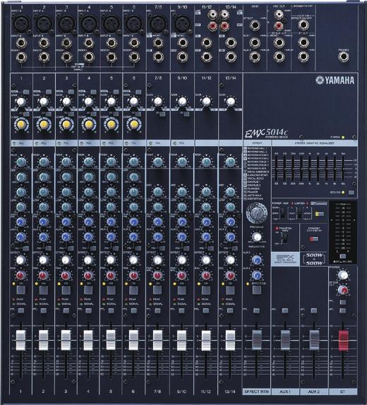 Overview EMX5014C is a versatile powered mixer that combines a power amplifier with a mixing console in a single unit.
