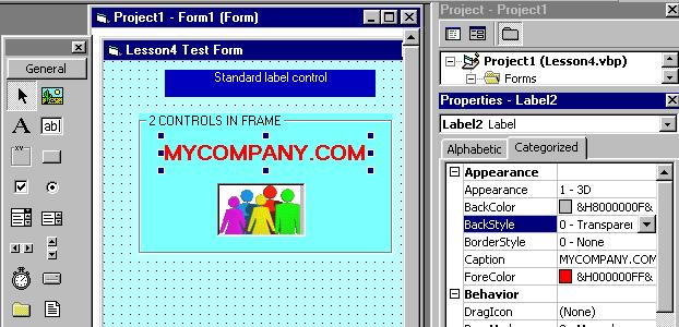 The Picture property determines the name of the file,.bmp or.gif, that will be displayed. It can be used for a company logo, etc.