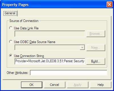When the dialog box appear, select the Use Connection String's Option.