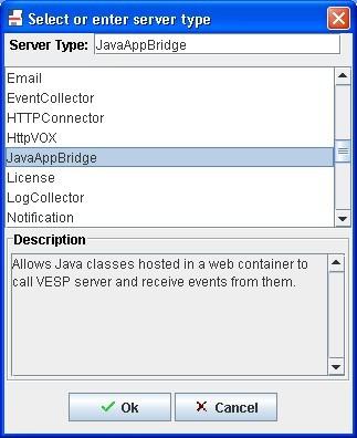 The Select or enter server type dialog box is displayed.