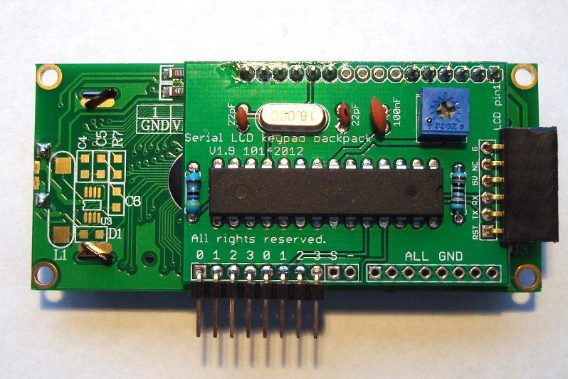 The above steps don't have to be taken in sequence except for the LCD connector part. The LCD must be put in as the last step. The following is an assembled kit with 16X2 display: Figure 1.