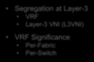 Per-Fabric Per-Switch Per-Port Segregation at Layer-3 VRF Layer-3 VNI