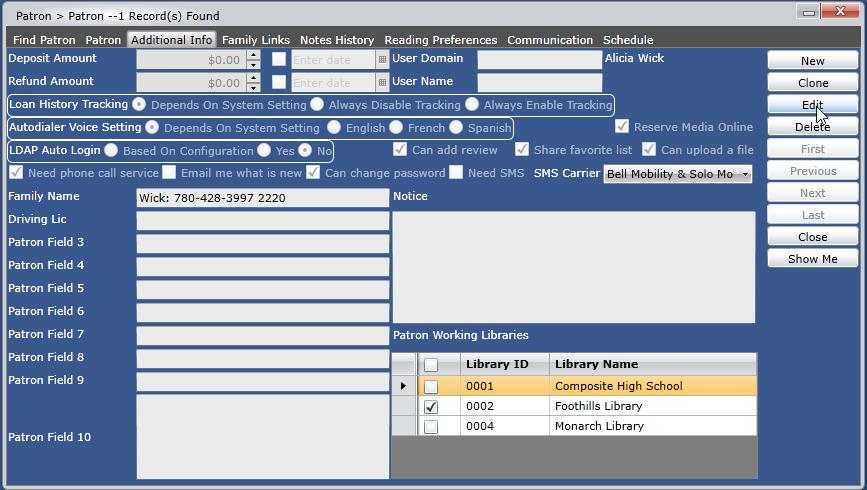 If this patron will help you catalog/circulate books in the library then select the checkbox Can Use Desktop and Silverlight. 6.