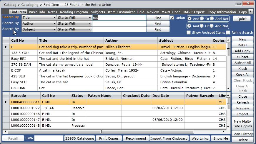 Cataloging: 30 min Add Holdings 1. Click on menu Cataloging > Find/Add Item, or click on in the Quick Toolbar.