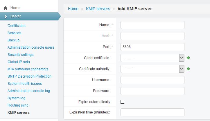 Configure KMIP Server to Store Encryption Keys Configure KMIP Server to Store Encryption Keys Using the Vaultive Administration Console, you configure a KMIP server for each HA pool to store