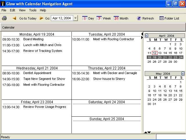 Figure 4: The CNA navigates the user's calendar based on the speech from her conversation such as Next week and How about Tueday?
