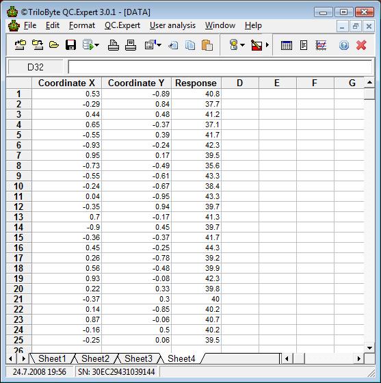 Fig. 12 Three columns for construction of the 3D spline Data are expected in three columns, In the dialog box,