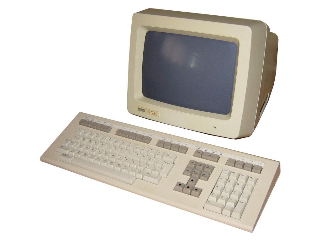 Terminal, Console, Shell DEC VT220 terminal, popular in the 1980s A physical terminal used to communicate with a mini or mainframe computer over a serial communication link A console was the