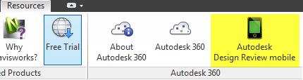 Figure 18: You can access Autodesk 360 by clicking the button highlighted above. Autodesk Design Review takes you to your projects that are available on Autodesk 360.