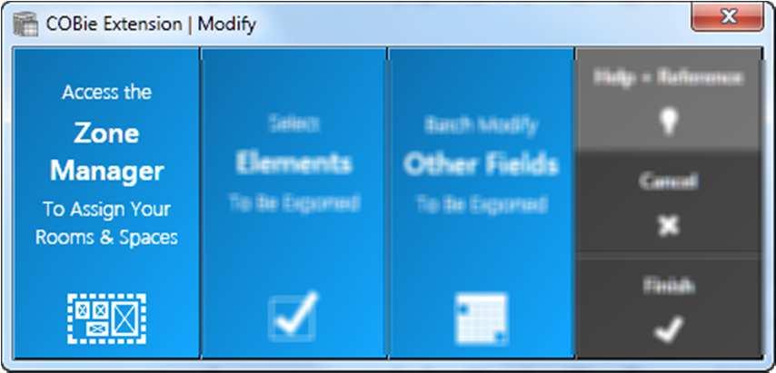 Modify-Zone Manager Create COBie Zones Unlimited COBie Zones