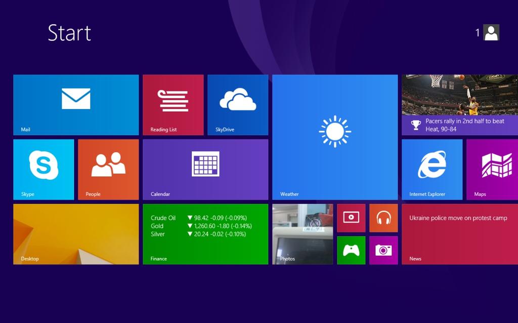 Windows 8.1 star t image UserManual On the start screen, you can see many programs fixed in the image.