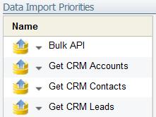 Tip: After the running the CRM Integration Wizard, Oracle Eloqua created a default list of data import priorities.