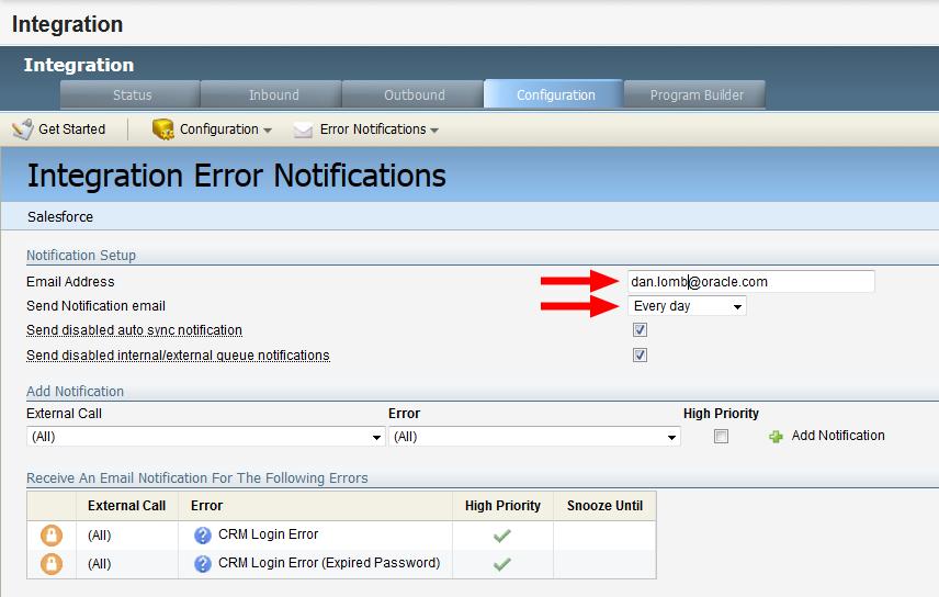 External Call: Update Lead External Call: Update Contact Error: (All) Error: (All) To configure error notifications: 1. Click Settings. 2. Click Integration under Platform Extensions. 3.