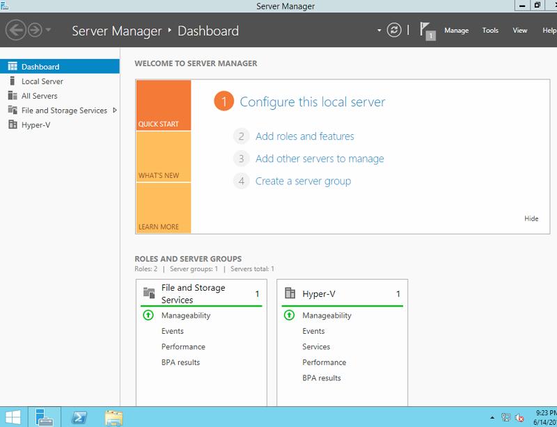 15) Open the Server Manager and verify that