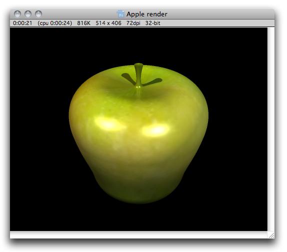 Step 7: Render the Image Select the Rendering Tool from the bottom of the Tool palette and click in the Modeling window to create a picture of your apple.