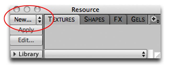 To create a texture you will be using the Resource palette. If it s not already open, go to the Windows menu and select Show Resource Palette.