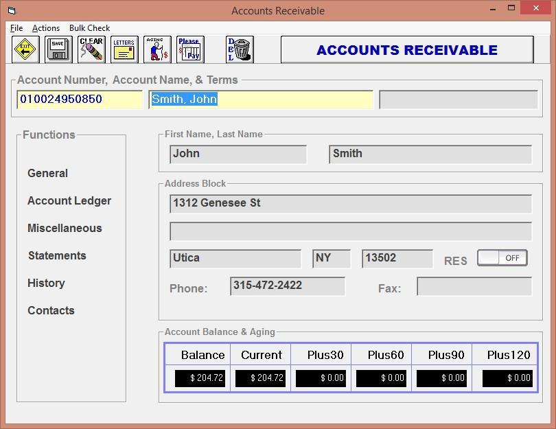 and Labels - Tickler Click on Review Customer Account which shows the following screen.