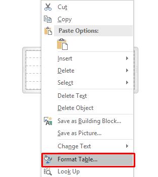 Microsoft Publisher 2016 Foundation - Page 117 This will open the Format Table dialog box.