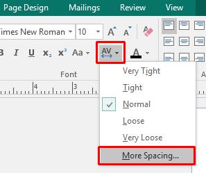 Microsoft Publisher 2016 Foundation - Page 44 This will open the Character Spacing dialog box.