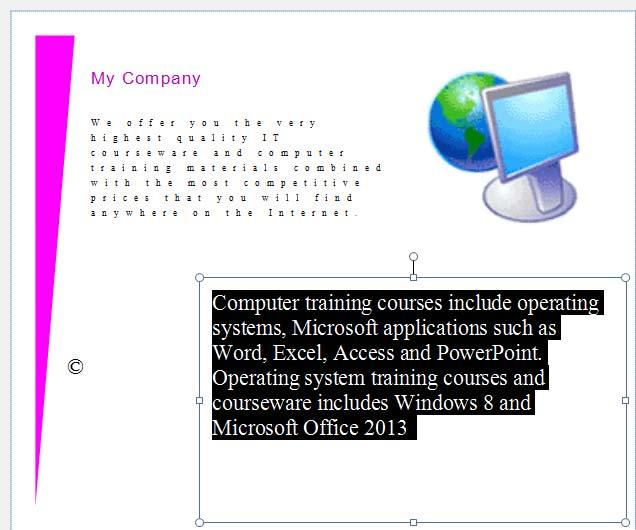 Microsoft Publisher 2016 Foundation - Page 46 Click on the Home tab and select the Character Spacing command.
