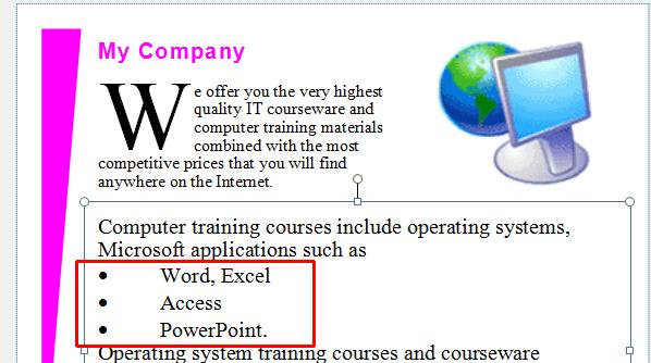 Microsoft Publisher 2016 Foundation - Page 49 The selected paragraph will be formatted as