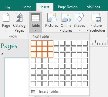 This will open a grid. Move your mouse over the grid to choose the number of rows & columns for your table.