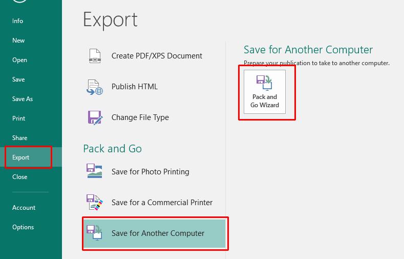 Microsoft Publisher 2016 Foundation - Page 128 Packing a publication options If you need printing options that you don't have on your desktop printer, you can take your publication to a commercial