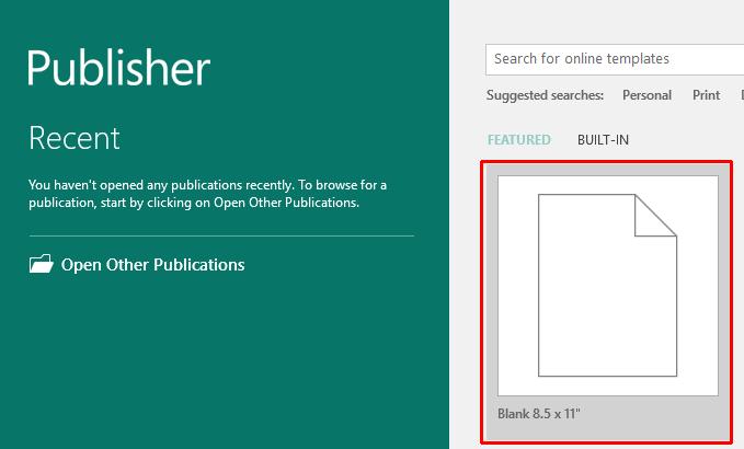 Microsoft Publisher 2016 Foundation - Page 8 The Publisher 2016 Window When you first start Publisher it will look like this.