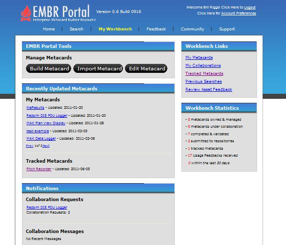EMBR Portal GUI and Functions: Workbench Login and registration An online support system enables users to submit trouble tickets and seek assistance on using the