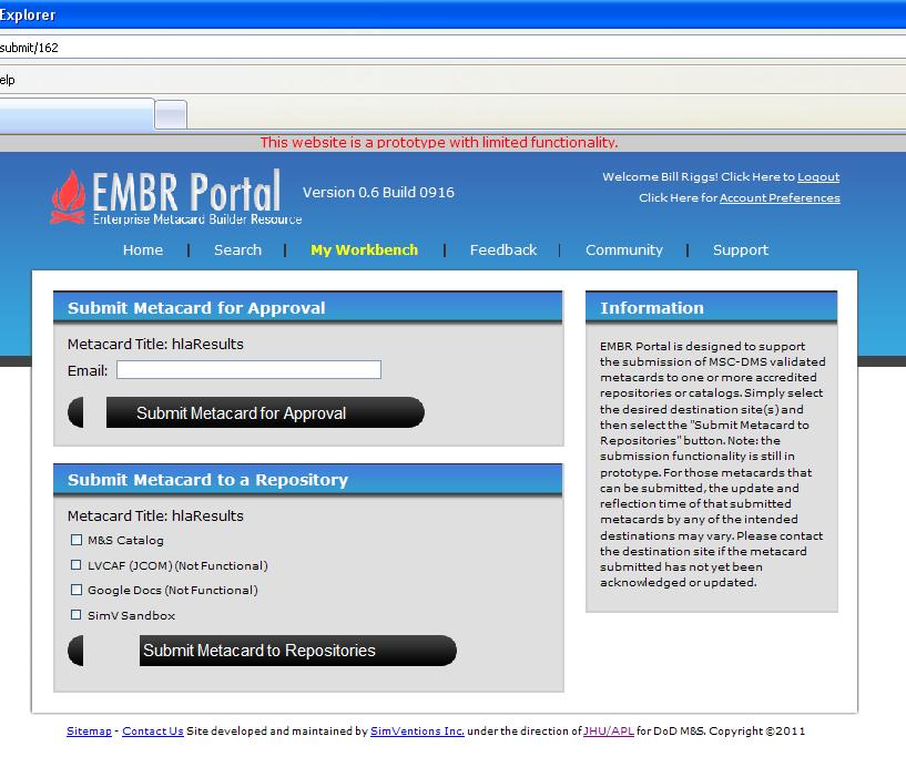 EMBR Portal GUI and Functions: Validation and Publication Login and registration An online support system enables users to submit trouble tickets and seek assistance on using the EMBR Portal Search