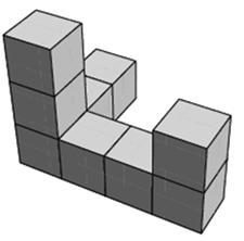 29. Justin created a three dimensional object using blocks.