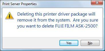 (5) Click [Yes] to delete the printer driver. Fig.