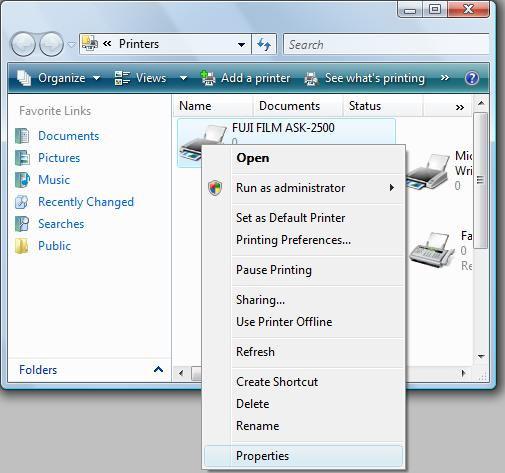 select [Printer and Faxes] and click Open (3) Select Printer that you wish to apply