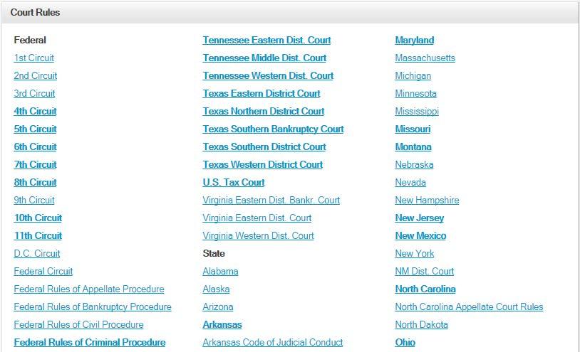 Regulations, constitutions and court rules Click on the bolded hyperlinks to select content that is integrated and searchable within