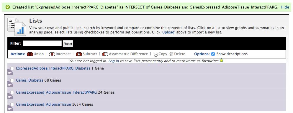 previous set of genes (genes expressed in adipose tissue that interact with pparg) created in exercise 6.