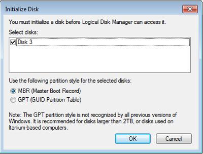 of the screen, and select Action > All Tasks > Initialize Disk from the Disk Management menu. 17.