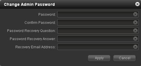 To change the administrator password: 1. On the navigation bar, at the right, select Profile. The Profile menu displays (see the figure in Step 2). 2. Select Change Admin Password.