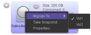 4. Right-click the share. A pop-up menu displays. 5. Select Migrate To.