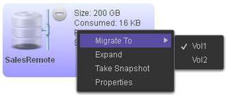 4. Right-click the share. A pop-up menu displays (see the figure in Step 5). 5. Select Migrate To.