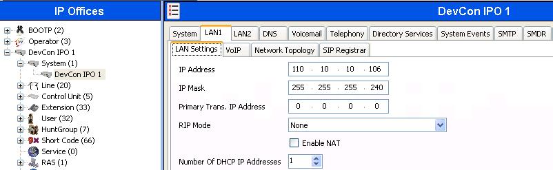 Obtain LAN IP Address From the configuration tree in the left pane, select System to display the DevCon IPO 1 screen in the right pane.