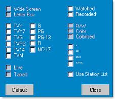 TV 57 Filter options Click the Filter icon to open the Filter options dialog, where you can adjust the current view and quickly locate programs.