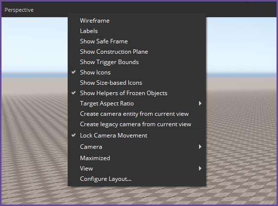 1. Perspective Viewport options To configure display options for the Perspective Viewport, right-click on the Viewport Header. Check or clear options to best suit your individual workflow preferences.