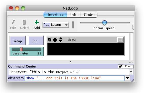 The NetLogo Help Menu offers quick links to the resource that are included with NetLogo Help NetLogo User Manual and Dictionary.