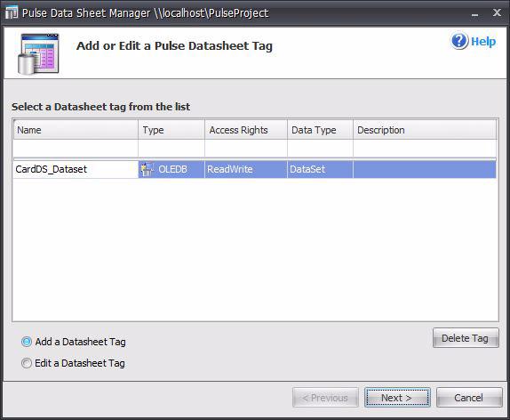 19 Click the Add or Edit another Datasheet Tag button.