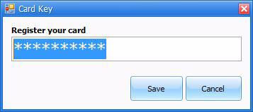 6 Swipe the user s card and the Register your card field shows asterisks. The user is registered.