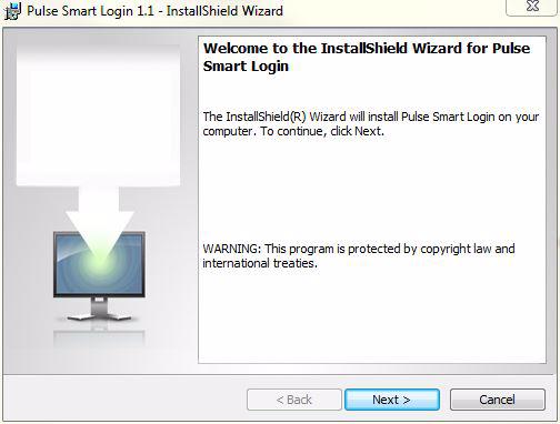 The Welcome to the InstallShield Wizard for Pulse Smart Login window is